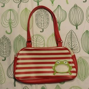 Paul Frank Rare Vinyl Striped Purse with Frog